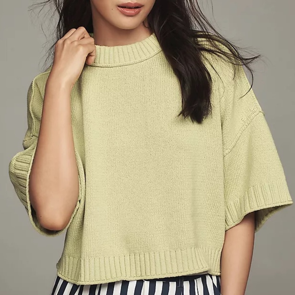 NWT Anthropologie The Goldie Cotton Crew-Neck Sweater